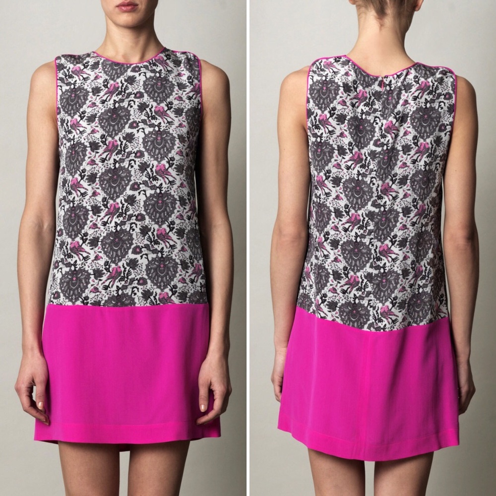 Rebecca Taylor Silk Shift Bird Printed Dress
